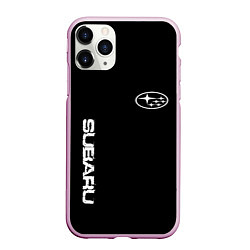 Чехол iPhone 11 Pro матовый Subaru logo white, цвет: 3D-розовый