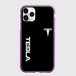 Чехол iPhone 11 Pro матовый Tesla logo white