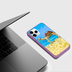 Чехол iPhone 11 Pro матовый Верблюд на фоне моря, цвет: 3D-фиолетовый — фото 2