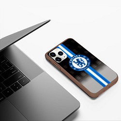 Чехол iPhone 11 Pro матовый Chelsea fc sport geometry, цвет: 3D-коричневый — фото 2