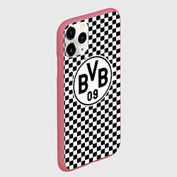 Чехол iPhone 11 Pro матовый Borussia клетка текстура, цвет: 3D-малиновый — фото 2
