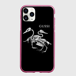 Чехол iPhone 11 Pro матовый Gussi - two skeletons of a goose, цвет: 3D-малиновый