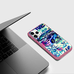 Чехол iPhone 11 Pro матовый NFS Most Wanted graffitti, цвет: 3D-малиновый — фото 2