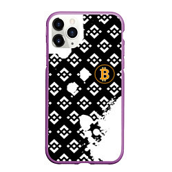 Чехол iPhone 11 Pro матовый Bitcoin pattern binance, цвет: 3D-фиолетовый