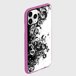 Чехол iPhone 11 Pro матовый Чёрно белый стильный узор, цвет: 3D-фиолетовый — фото 2