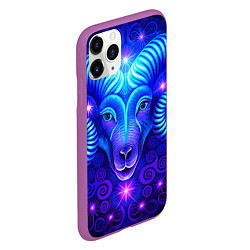 Чехол iPhone 11 Pro матовый Знак зодиака овен, цвет: 3D-фиолетовый — фото 2