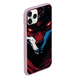 Чехол iPhone 11 Pro матовый Злая лиса с красными глазами в стиле манга - angry, цвет: 3D-розовый — фото 2