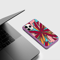 Чехол iPhone 11 Pro матовый Геометрический всплеск цвета, цвет: 3D-фиолетовый — фото 2