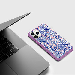 Чехол iPhone 11 Pro матовый Рожицы с узорами, цвет: 3D-фиолетовый — фото 2