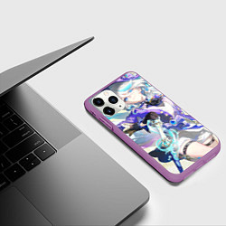 Чехол iPhone 11 Pro матовый Genshin Impact Furina радостная, цвет: 3D-фиолетовый — фото 2