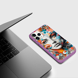 Чехол iPhone 11 Pro матовый Лицо прекрасной девушки - граффити, цвет: 3D-фиолетовый — фото 2