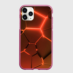Чехол iPhone 11 Pro матовый Оранжевые неоновые плиты в разломе