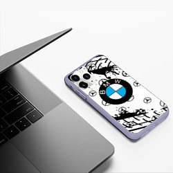 Чехол iPhone 11 Pro матовый BMW x Mercedes краски, цвет: 3D-светло-сиреневый — фото 2