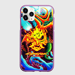 Чехол iPhone 11 Pro матовый Cyberpunk hyperbeast steel, цвет: 3D-фиолетовый