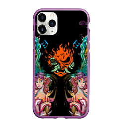 Чехол iPhone 11 Pro матовый Cyberpunk tatoo game steel japan