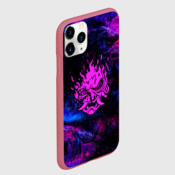 Чехол iPhone 11 Pro матовый Cyberpunk неоновые краски, цвет: 3D-малиновый — фото 2