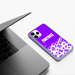 Чехол iPhone 11 Pro матовый Fortnite skull pattern, цвет: 3D-светло-сиреневый — фото 2