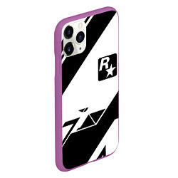 Чехол iPhone 11 Pro матовый Rockstar game pattern, цвет: 3D-фиолетовый — фото 2