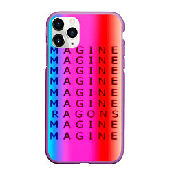 Чехол iPhone 11 Pro матовый Imagine Dragons neon rock