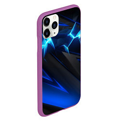 Чехол iPhone 11 Pro матовый Абстракция синяя из градиента и линий, цвет: 3D-фиолетовый — фото 2