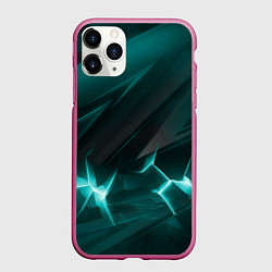 Чехол iPhone 11 Pro матовый Темная зеленая объемная абстракция, цвет: 3D-малиновый