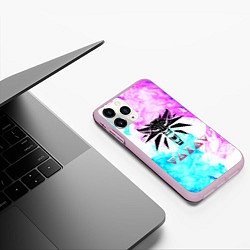 Чехол iPhone 11 Pro матовый Ведьмак неоновый дым, цвет: 3D-розовый — фото 2