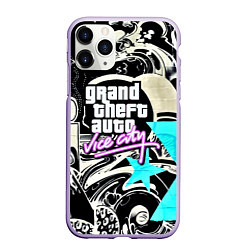 Чехол iPhone 11 Pro матовый GTA vice city grafiti, цвет: 3D-светло-сиреневый