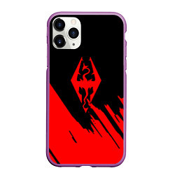 Чехол iPhone 11 Pro матовый The elder scrolls красные штрихи, цвет: 3D-фиолетовый