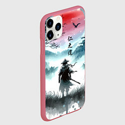 Чехол iPhone 11 Pro матовый Japanese samurai - ghost of Tsushima, цвет: 3D-малиновый — фото 2