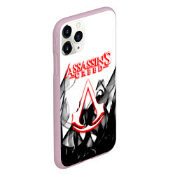 Чехол iPhone 11 Pro матовый Assassins Creed огненное лого гейм, цвет: 3D-розовый — фото 2