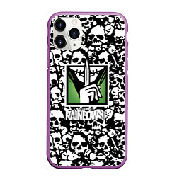 Чехол iPhone 11 Pro матовый Rainbow six pattern skull, цвет: 3D-фиолетовый