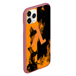 Чехол iPhone 11 Pro матовый Half life fire orange, цвет: 3D-малиновый — фото 2