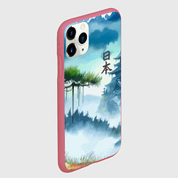 Чехол iPhone 11 Pro матовый Японский пейзаж - акварель живопись, цвет: 3D-малиновый — фото 2