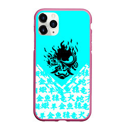 Чехол iPhone 11 Pro матовый Cyberpunk neon samurai japan