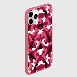 Чехол iPhone 11 Pro матовый Розовые пиксели камуфляж, цвет: 3D-малиновый — фото 2