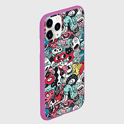 Чехол iPhone 11 Pro матовый Дудл животные абстракция, цвет: 3D-фиолетовый — фото 2