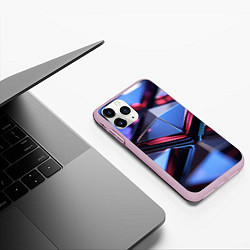 Чехол iPhone 11 Pro матовый Абстрактные фиолетовые плиты со свечением, цвет: 3D-розовый — фото 2