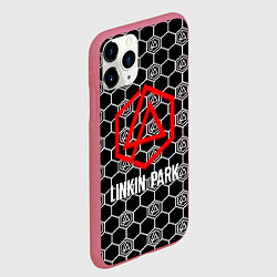Чехол iPhone 11 Pro матовый Linkin park logo pattern, цвет: 3D-малиновый — фото 2