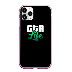 Чехол iPhone 11 Pro матовый GTA life logo, цвет: 3D-розовый