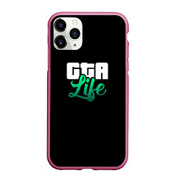 Чехол iPhone 11 Pro матовый GTA life logo, цвет: 3D-малиновый