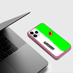 Чехол iPhone 11 Pro матовый Minecraft colors green game, цвет: 3D-малиновый — фото 2