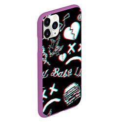 Чехол iPhone 11 Pro матовый Lil Peep logo glitch, цвет: 3D-фиолетовый — фото 2