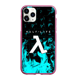 Чехол iPhone 11 Pro матовый Half life fire x portal game, цвет: 3D-малиновый