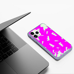 Чехол iPhone 11 Pro матовый Fortnite pattern pink, цвет: 3D-светло-сиреневый — фото 2