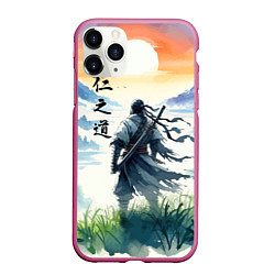 Чехол iPhone 11 Pro матовый Ghost of Tsushima - samurai on the background of t