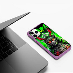 Чехол iPhone 11 Pro матовый Samurai green, цвет: 3D-фиолетовый — фото 2