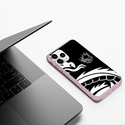 Чехол iPhone 11 Pro матовый Samurai dragon steel japan, цвет: 3D-розовый — фото 2