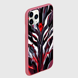 Чехол iPhone 11 Pro матовый Хаотичная красно-белая абстракция, цвет: 3D-малиновый — фото 2