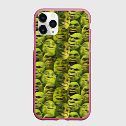 Чехол iPhone 11 Pro матовый Шрек - паттерн, цвет: 3D-малиновый