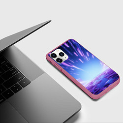 Чехол iPhone 11 Pro матовый Фиолетовые лучи света асбтракция, цвет: 3D-малиновый — фото 2